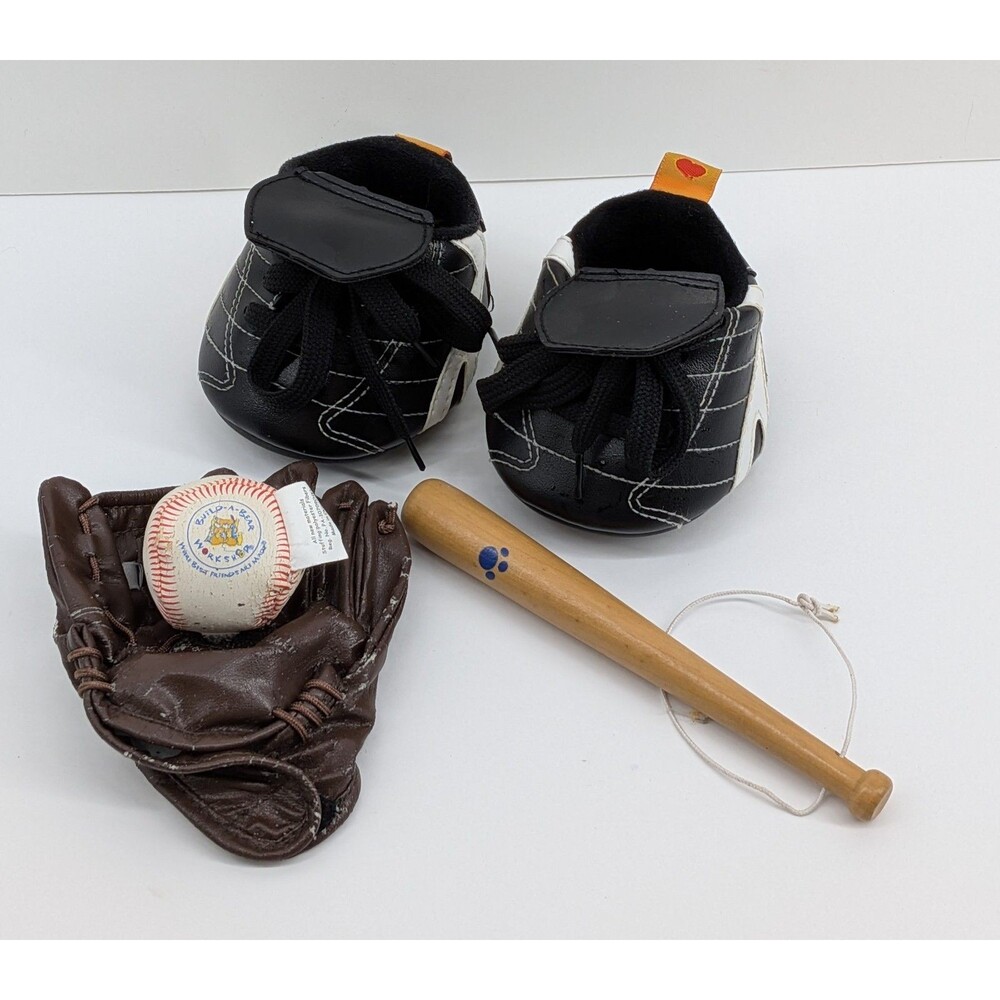 Build-A-Bear Workshop Baseball Sports Gear Set Cleats Glove Bat Ball Plush Toy